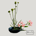 Arte Floral tipo Ikebana, tonos pasteles